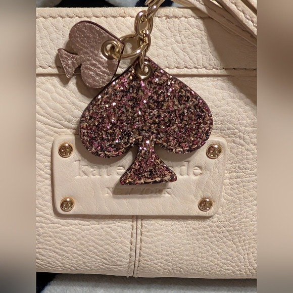 Kate Spade® NY Barrel Bag Added Tinsel & Silver Spade Charms With Key Ring - Picture 7 of 16